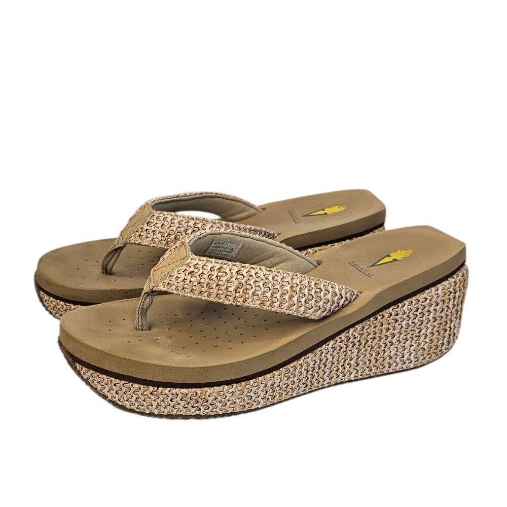 Volatile Womens Island Wedge Thong Sandals, Platform, Y2K, Size 9